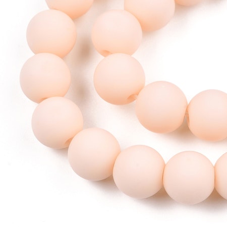 Sträng glaspärlor, matta, peach puff, 8mm (ca50st)