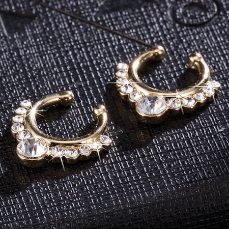 Näsring för dig utan hål, septumring, guld mässing & cubic zirconia (st)