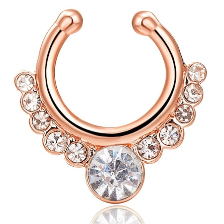 Näsring för dig utan hål, septumring, guld mässing & cubic zirconia (st)