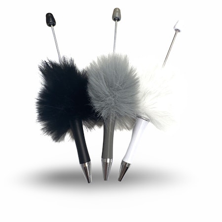 Pärla pennor, fluffy black and white mix (3st)