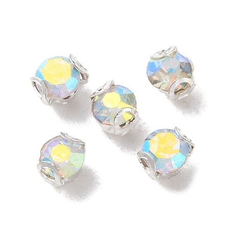 Krysspärlor rhinestones Ab pläterad silver 3 mm 100st