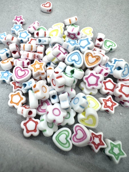Blandade symbolpärlor, akryl, mix, 8-9mm (100st)