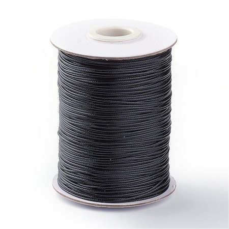 Stor rulle med Vaxad polyestertråd, svart, 1mm (80 meter)