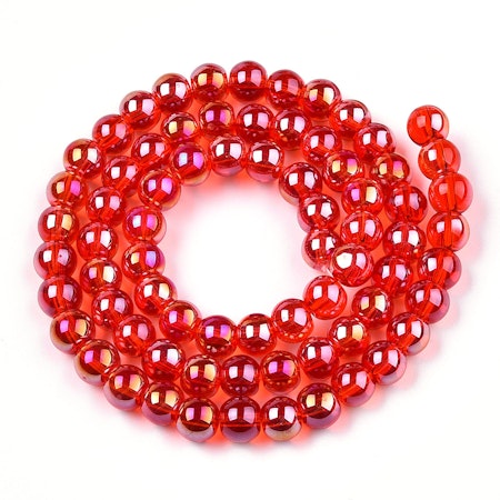 Sträng AB pläterade glaspärlor, röd, 6mm (70st)