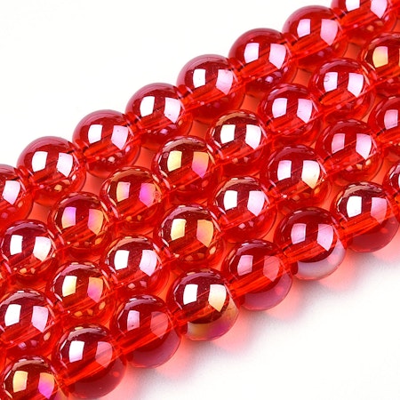 Sträng AB pläterade glaspärlor, röd, 6mm (70st)