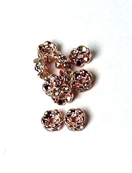 Strassrondell Klass AAA vågig roséguld mässing 4 mm (10st)