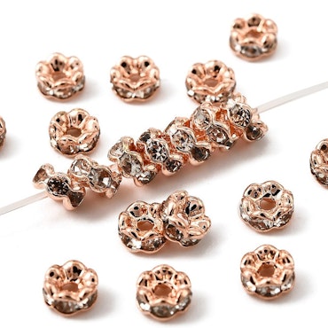 Strassrondell Klass AAA vågig roséguld mässing 4 mm (10st)