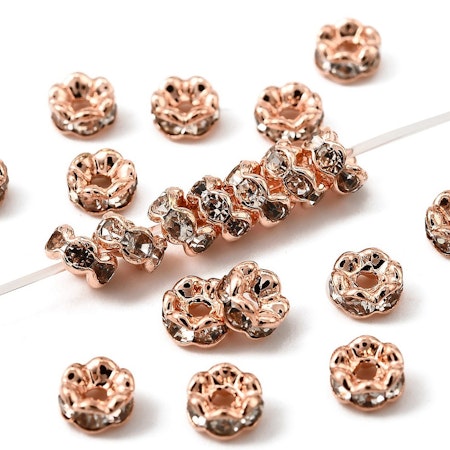 Strassrondell Klass AAA vågig roséguld mässing 4 mm (10st)