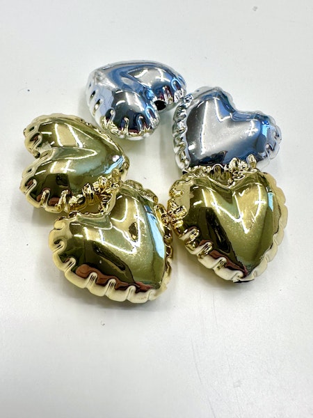 Stora hjärtan till penna, metallic, 20mm (5st)