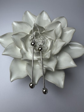 Pärla örhängen, silverbas, 4cm (par)