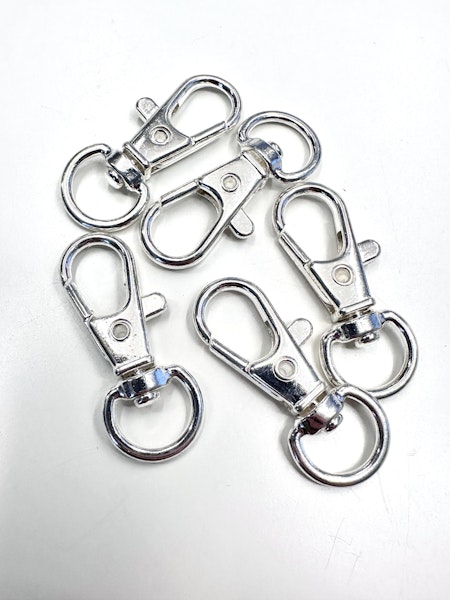 Karbinhakar till nyckelring, 32mm, silver (5st)