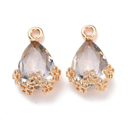 Läckra berlocker med rhinestones, smoke, 20x12mm (2st)
