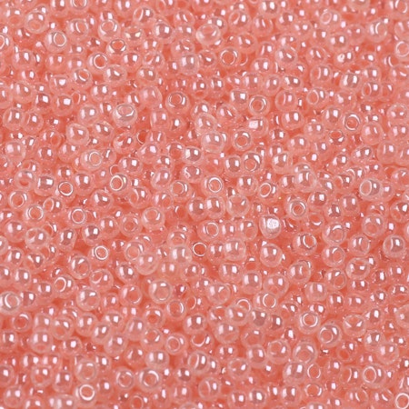 Seed beads av glas, 12/0 klass A, jämna skimrande ljuskorall, 2x1.5mm (20g)