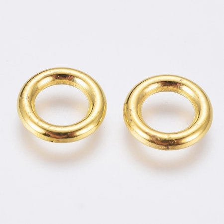 Guldfärgade rondeller av blandmetall, ringar, 8x1,5mm (50st)