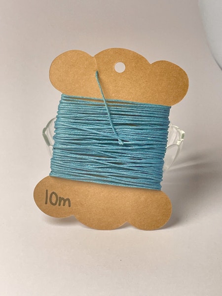 Vaxad bomullstråd, teal, 1mm (10 meter)