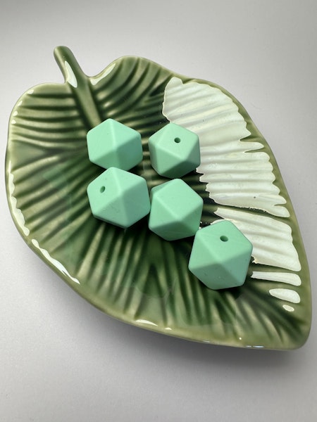 Hexagon av silikon, aquamarine, 17mm, säkra för bebis (5st)