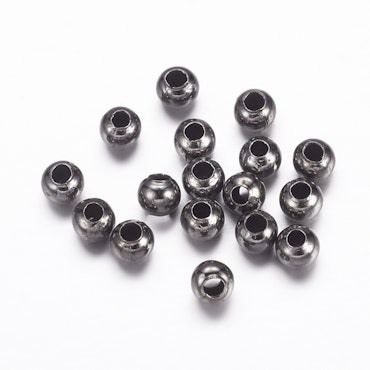 Runda pärlor av järn, 3mm, småttisar i gunmetal (500st)