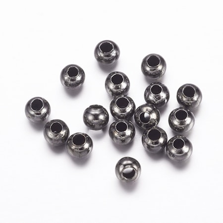 Runda pärlor av järn, 3mm, småttisar i gunmetal (500st)