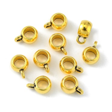 Storpack Berlockhållare, antik guld, blandmetall, 10,5mm (50st)