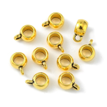 Storpack Berlockhållare, antik guld, blandmetall, 10,5mm (50st)