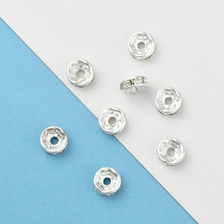 Strassrondell, silver, 8mm, klass A, rak, järn (20st)
