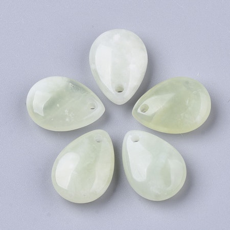 Berlock med äkta Jade, tårformad, 18mm (st)