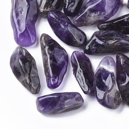 Berlock med äkta ametist, tumbled stone, 20-40mm (st)