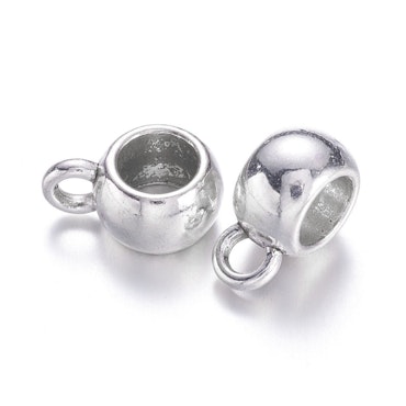 Storpack Berlockhållare, antik silver, blandmetall, 10,5mm (50st)