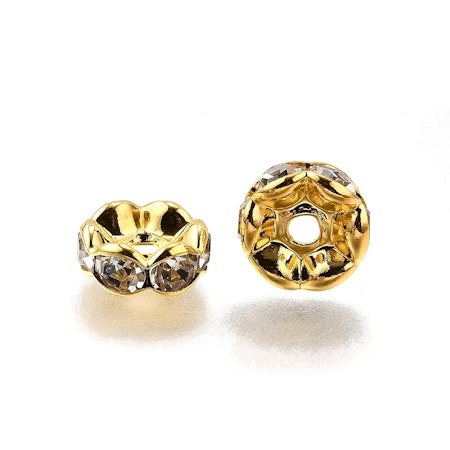 Strassrondell, 8mm, AAA, vågig, guld, mässing (10st)