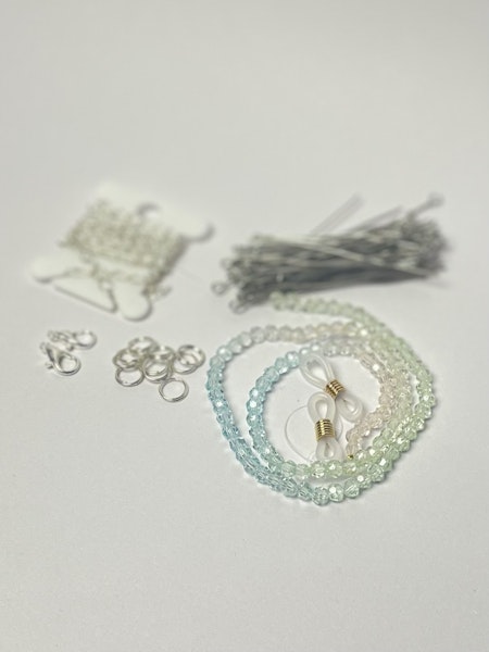 Glasögonsmycke, kit, 6 delar, platinum/silver
