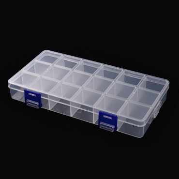 Förvaringsask, 18 fasta fack, 21,5x11,8x3cm (st)