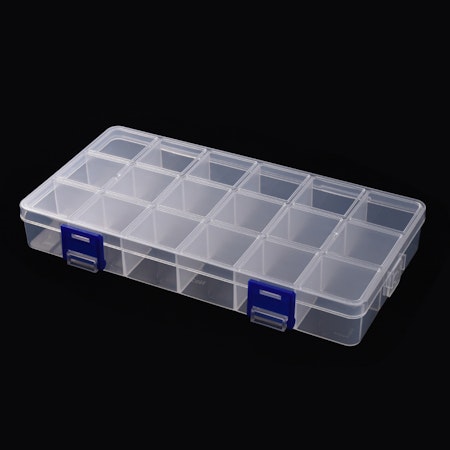 Förvaringsask, 18 fasta fack, 21,5x11,8x3cm (st)