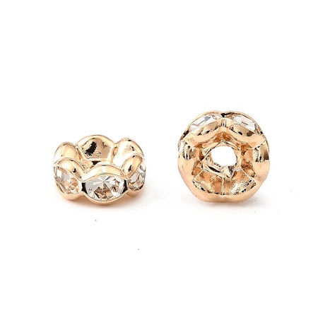 Strassrondell klass AAA ljusguld vågig mässing 6 mm (10st)