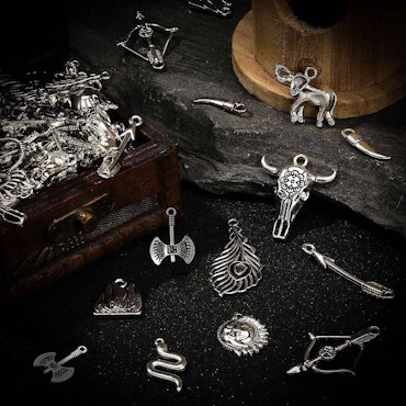 Berlocker av blandmetall, tema zavannen, antik silver (10st)
