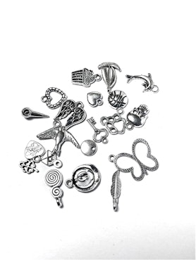 Mix med blandade berlocker, silver (ca 20st)