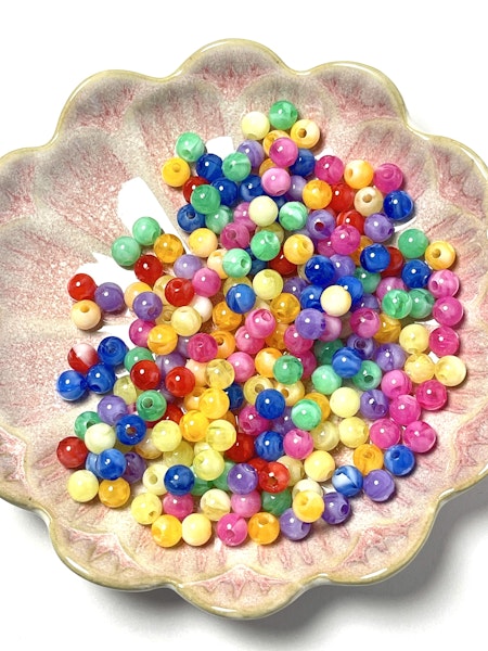 Akrylpärlor imitation av ädelsten, mix, 6mm (200st)