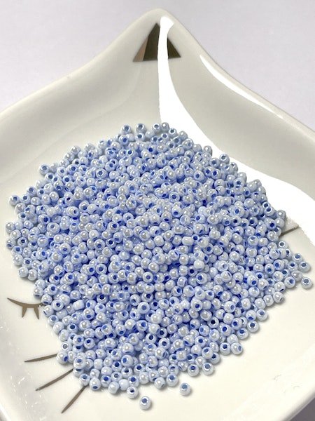 Seed beads av glas, skimrande duvblå, 11/0 klass A, jämna, 2,3x1.5mm (20g)