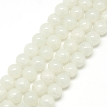 Sträng glaspärlor, dovt krackelerad, im so creamy, 6mm (133st)