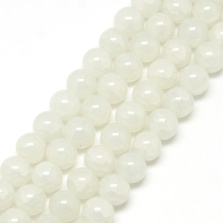 Sträng glaspärlor, dovt krackelerad, im so creamy, 6mm (133st)
