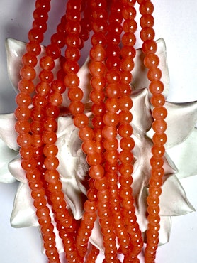 Sträng med glaspärlor, Jadeimitation, apelsin, 6,5mm (140st)