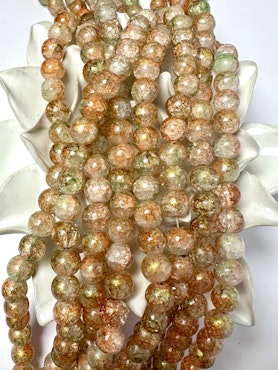 Sträng med glaspärlor, fairydust, goldenrod, 8mm (103st)