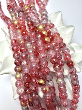 Sträng med glaspärlor, fairydust, golden apple, 8mm (103st)