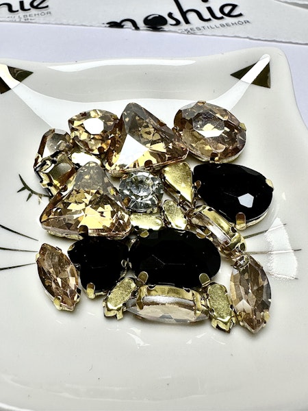 Multistrand rhinestones, mix med guldbas (10st)