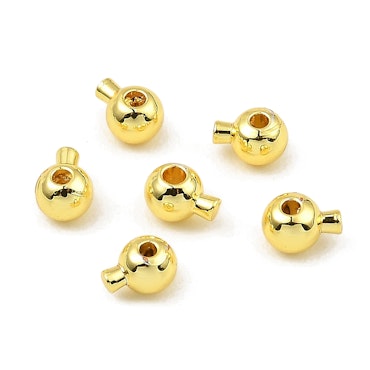 Klämpärla rund deluxe med propp, 18k Guld, 3,5mm (10st)