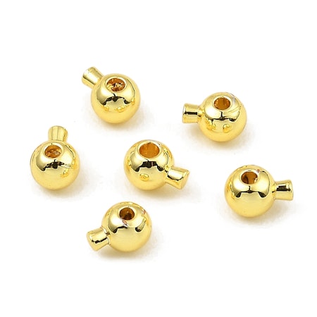 Klämpärla rund deluxe med propp, 18k Guld, 3,5mm (10st)