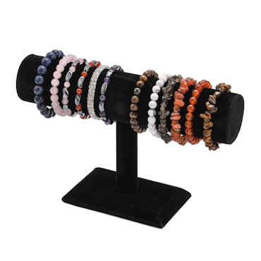 Armbandsdisplay, T-bar, svart sammet, 24cm