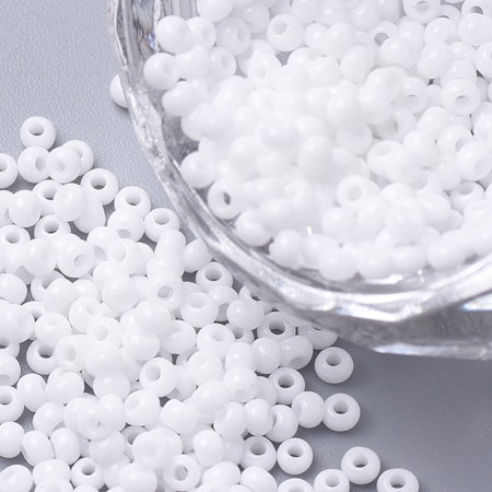 Seed beads av glas, vit 11/0 klass A, jämna, 2,3x1.5mm (20g)