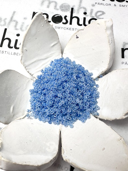 Seed beads av glas, skimrande sky blue 12/0 klass A, jämna, 2x1.5mm (20g)