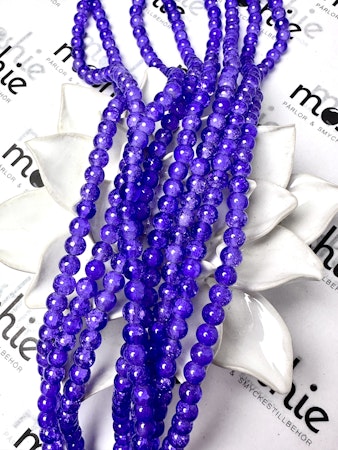 Sträng glaspärlor, dovt krackelerad, im so violet, 6mm (133st)