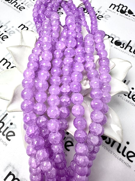 Sträng glaspärlor, Dovt Krackelerade Im so orchid, 8mm (100st)